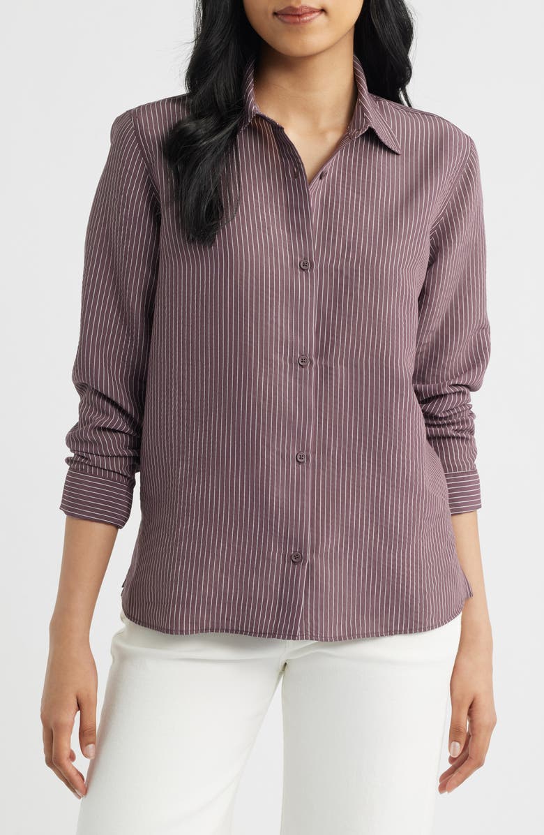 Mavi Jeans Pinstripe Button-Up Shirt, Main, color, Huckleberry Stripe
