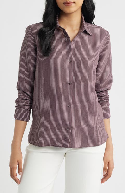 Pinstripe Button-Up Shirt