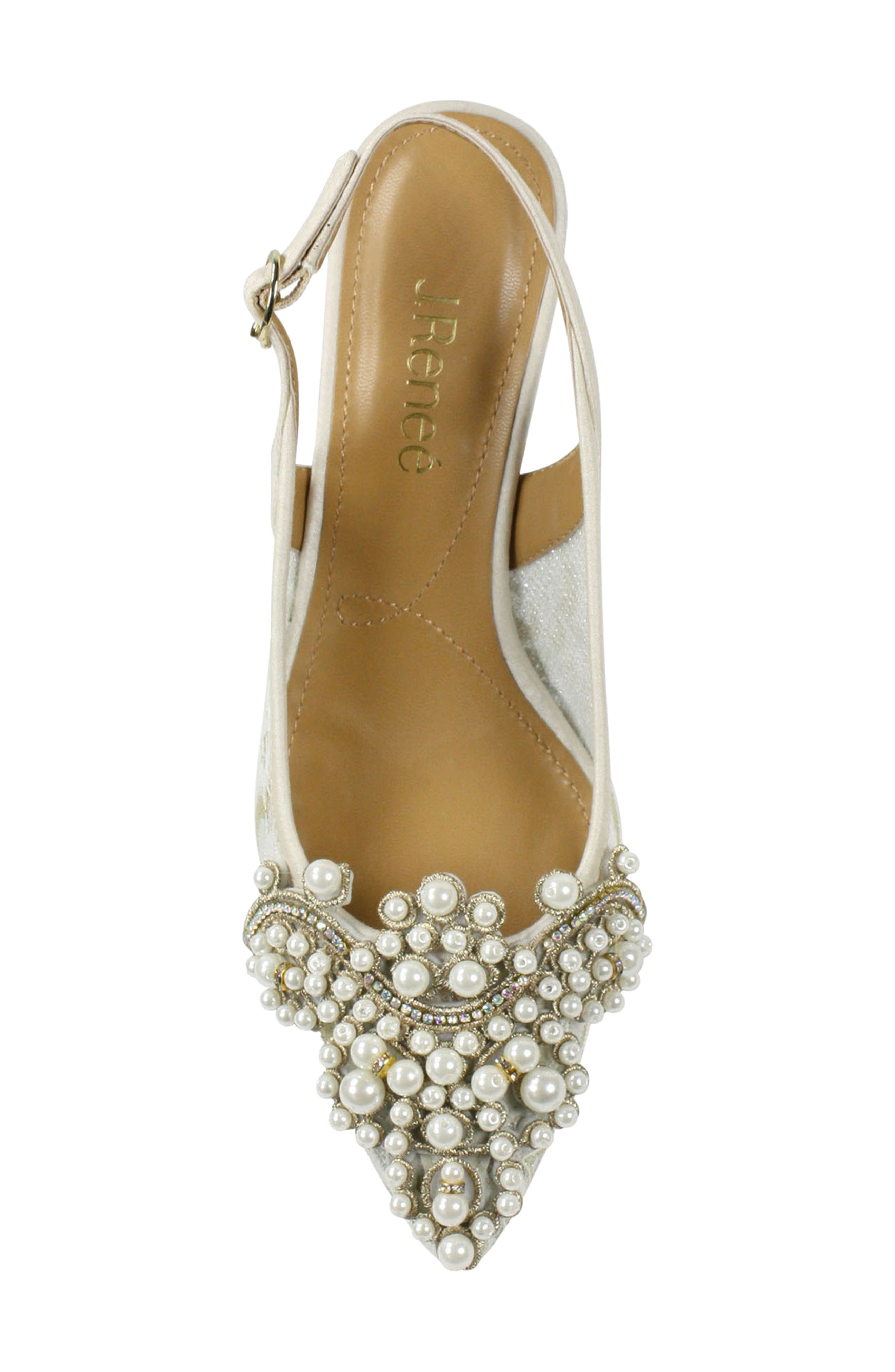 Strovanni Slingback Pump, Alternate, color, IVORY/GOLD FLORAL LACE