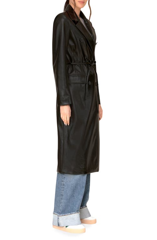 Avec Les Filles Double Breasted Faux Leather Coat In Black