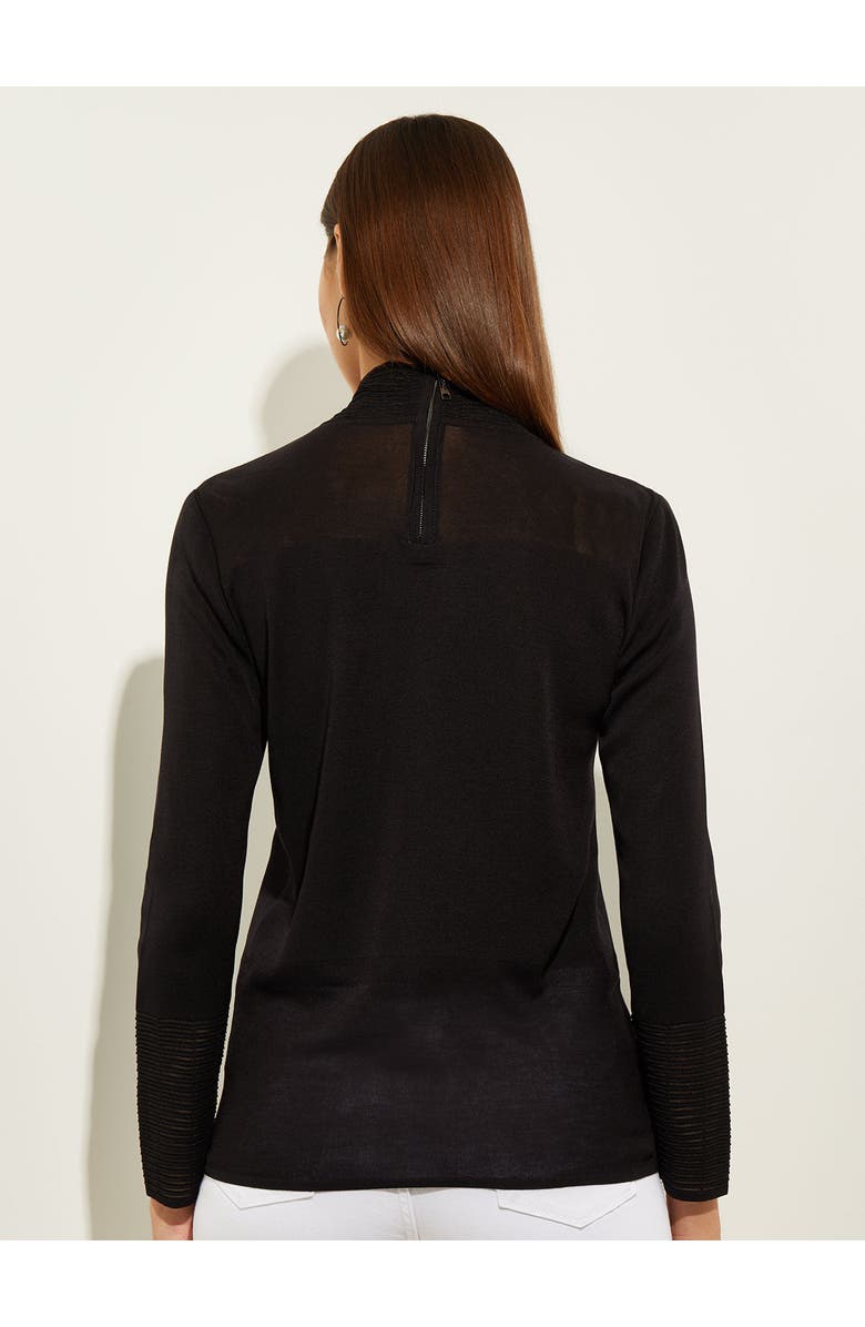 Misook Sheer Inset Turtleneck, Alternate, color, Black