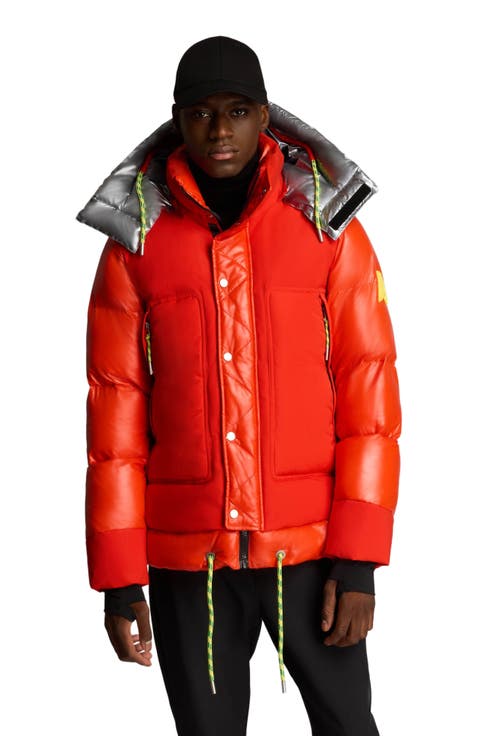 Farlin Mixed Media Relaxed Fit Puffer with Removable Hood