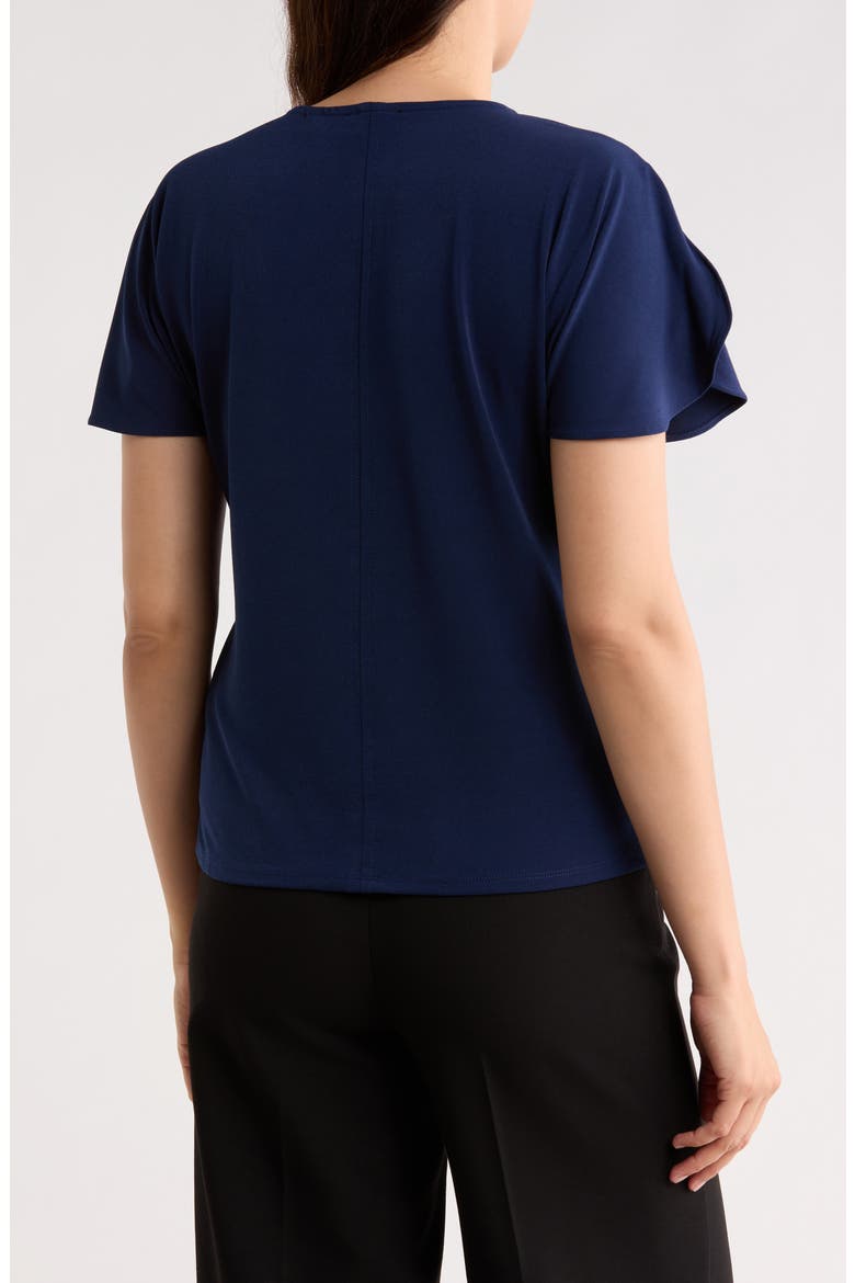Keyhole Flutter Sleeve Jersey Top, Alternate, color, NAVY