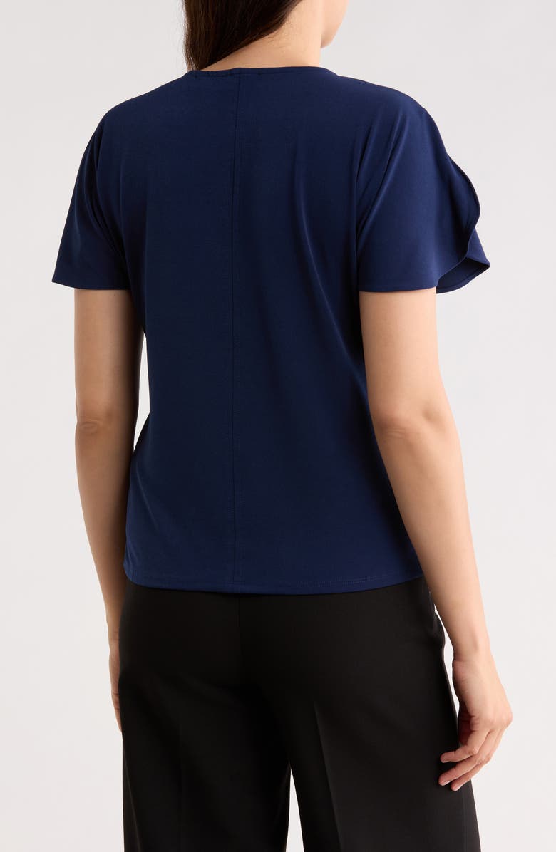 T Tahari Keyhole Flutter Sleeve Jersey Top, Alternate, color, Navy