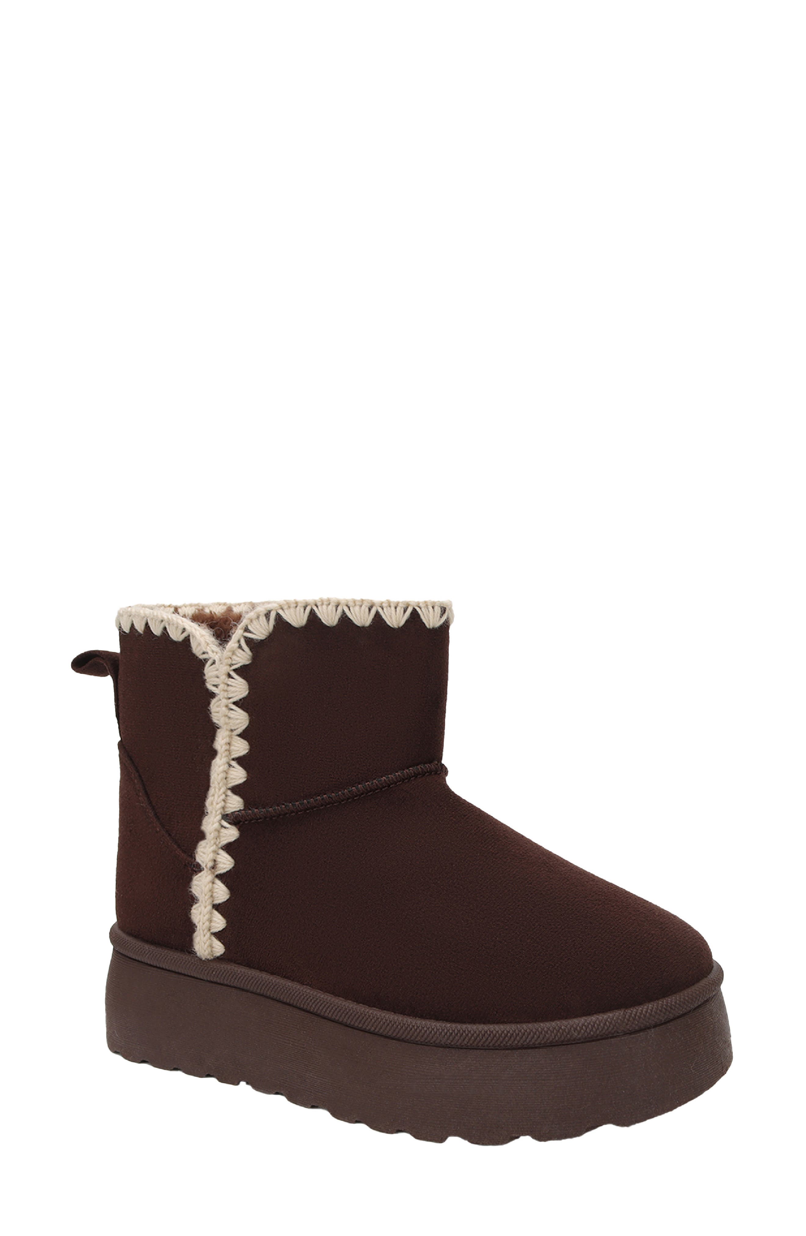 Seven7 Owen Embroidered Faux Suede Boot In Brown