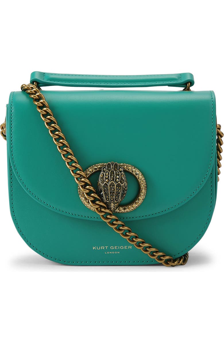 Kurt Geiger London Chelsea Leather Saddle Bag, Main, color, Open Green