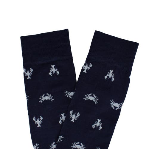 Trafalgar Day At The Beach Mid-calf Crab & Lobster Dress Novelty Sock In Blue