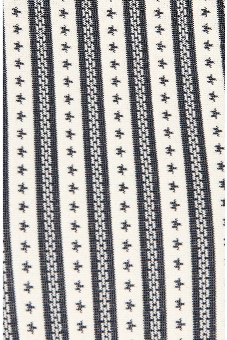 Short Sleeve Jacquard Stripe Sweater, Alternate, color, IVORY/NAVY
