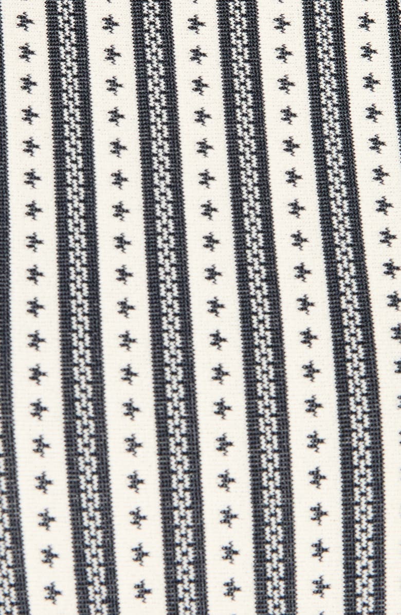 McQueen Short Sleeve Jacquard Stripe Sweater, Alternate, color, Ivory/Navy