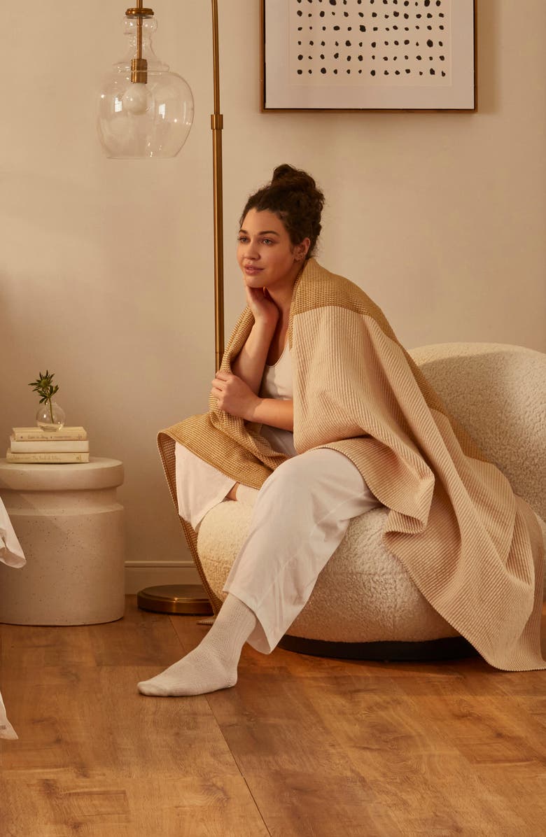 Casper Texture Grid Organic Cotton Throw Blanket, Alternate, color,