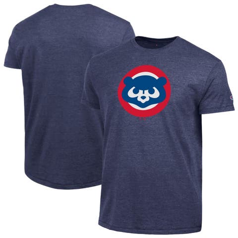 Men's Champion  Navy Chicago Cubs Cooperstown Logo Tri-Blend T-Shirt