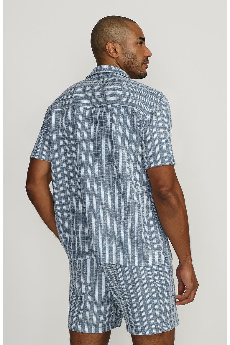 Short Sleeve Textured Jacquard Camp Collar Shirt - Set Top, Alternate, color, Serene Blue Stripe