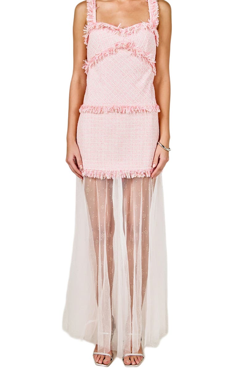 Endless Rose Tweed & Mesh Sleeveless Dress, Alternate, color, Pink