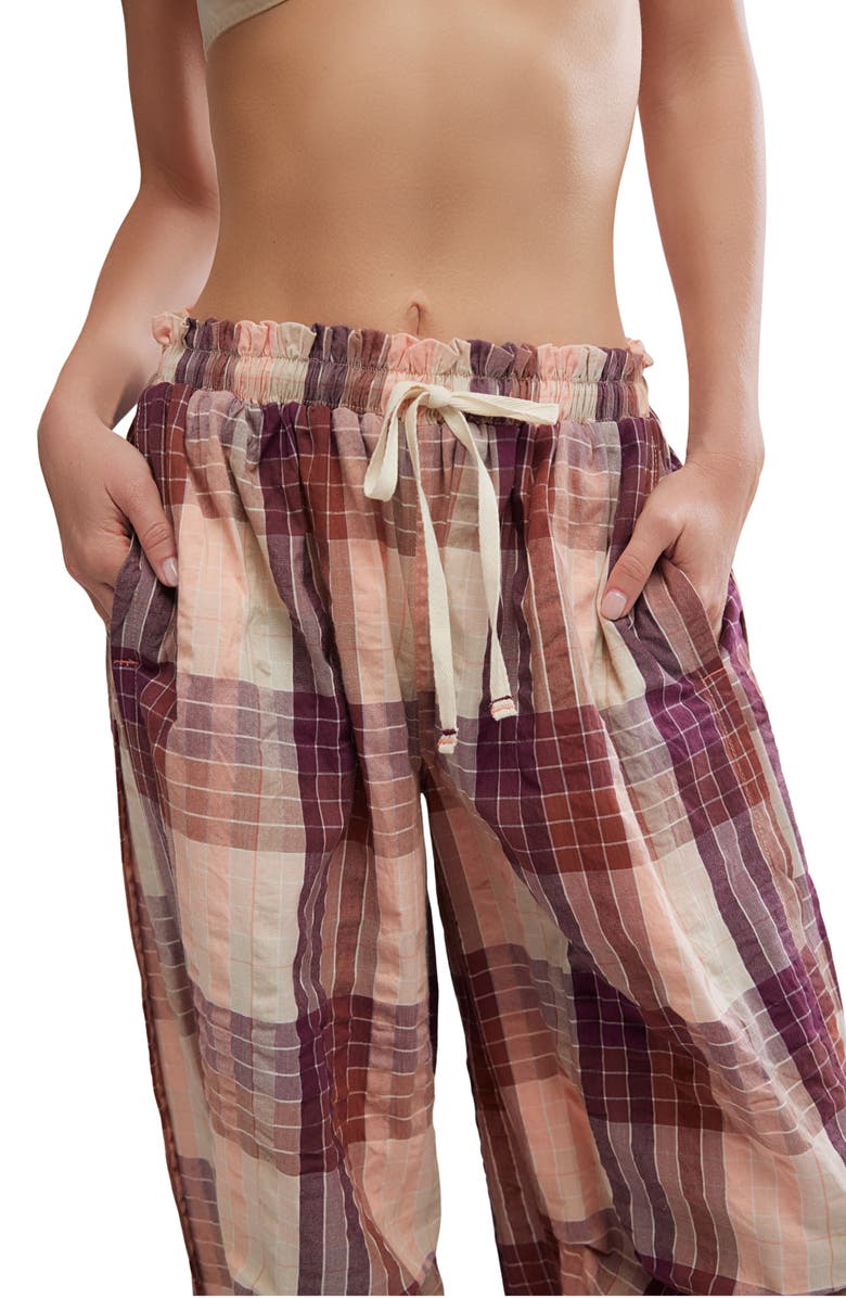 Free People Find the Time Wide Leg Pajama Pants, Alternate, color, Peach Combo