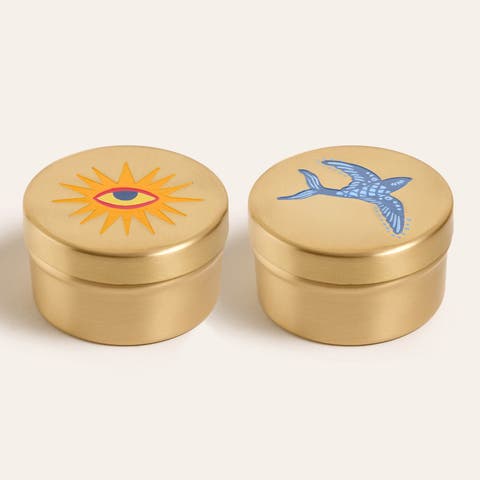 Lotus Brass Decorative Box 2 Pcs Set