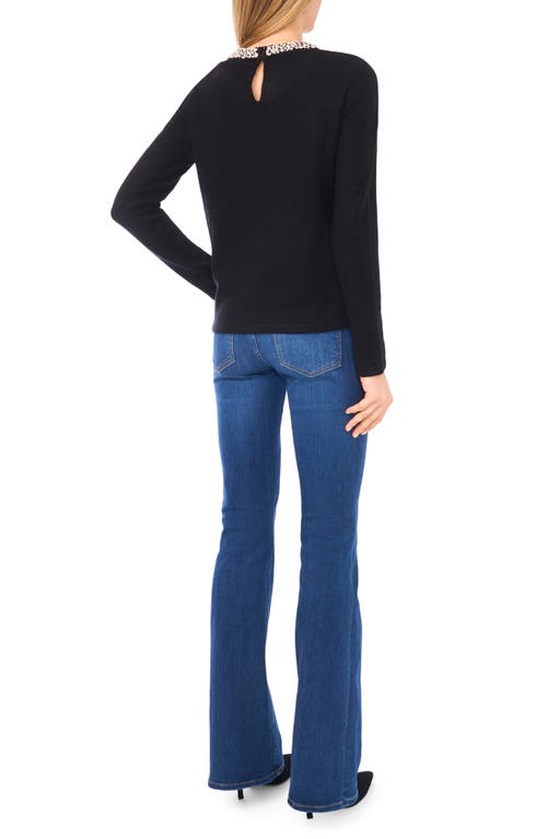 Halogenr Halogen(r) Rhinestone Collar Sweater In Black
