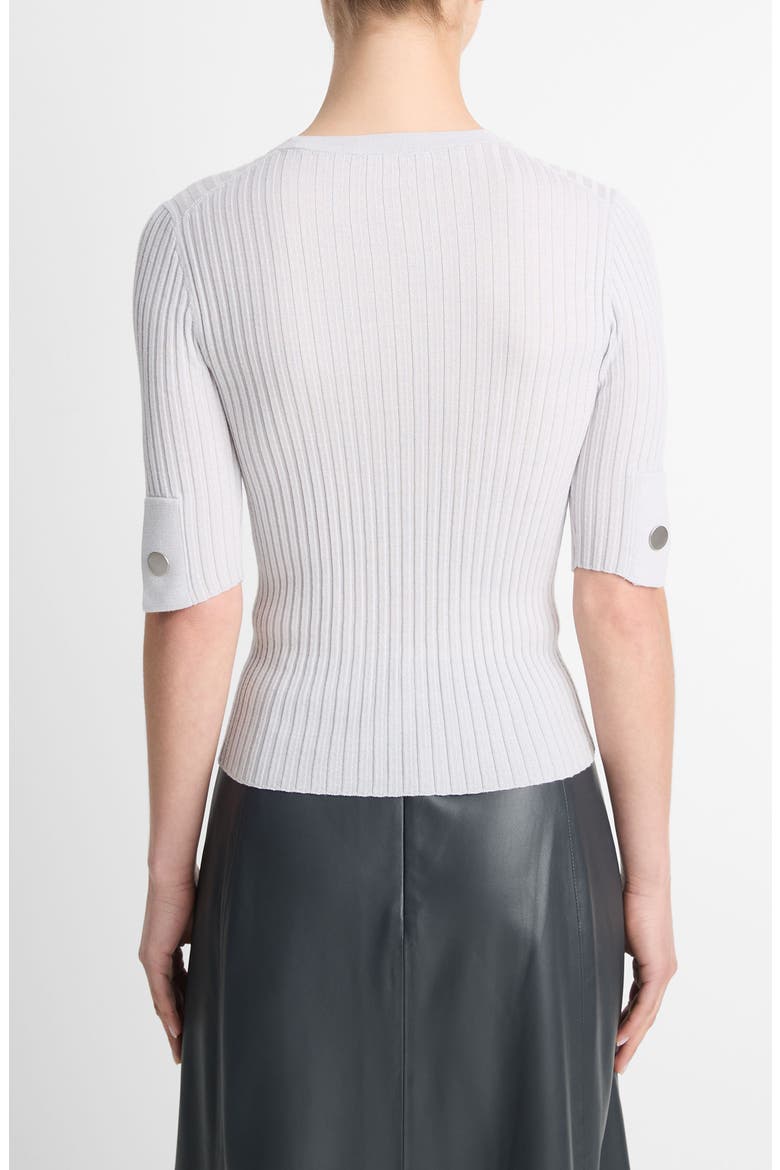 Snap Elbow Sleeve Rib Top, Alternate, color, OFF WHITE/ SALT
