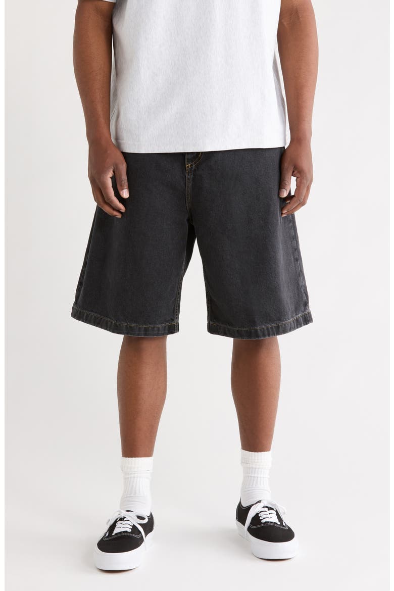 Brandon Stonewashed Loose Fit Denim Shorts, Main, color, BLACK (STONE WASHED)