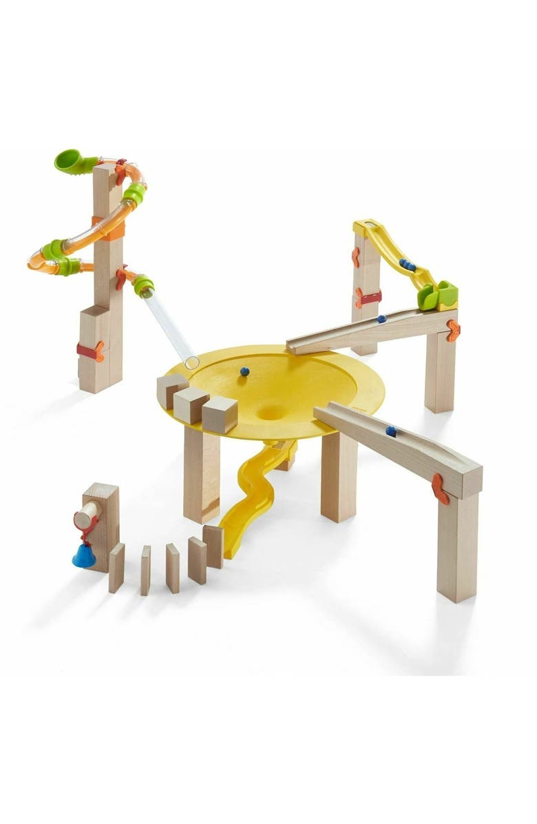 HABA Wooden Marble Run Ball Track Funnel Jungle Set, STEM Toy for 3-10 Year Olds, Wooden Marble Race Track with Adjustable Speed Tubes, Alternate, color, Multi
