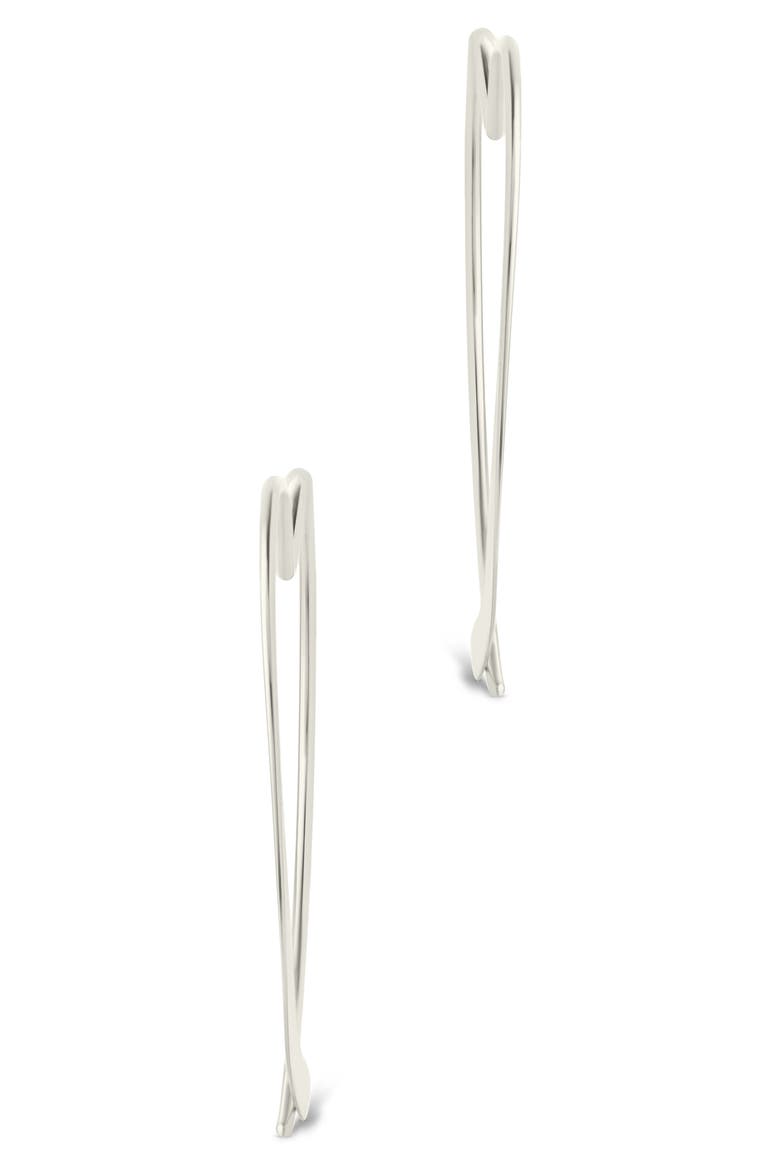 Rorie Heart Threader Hoop Earrings, Alternate, color, SILVER