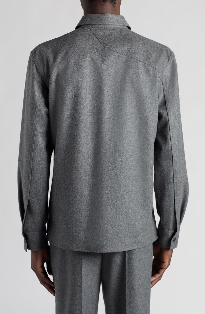 Bottega Veneta Regular Fit Lightweight Wool Flannel Button-Up Shirt, Alternate, color, Grey Melange