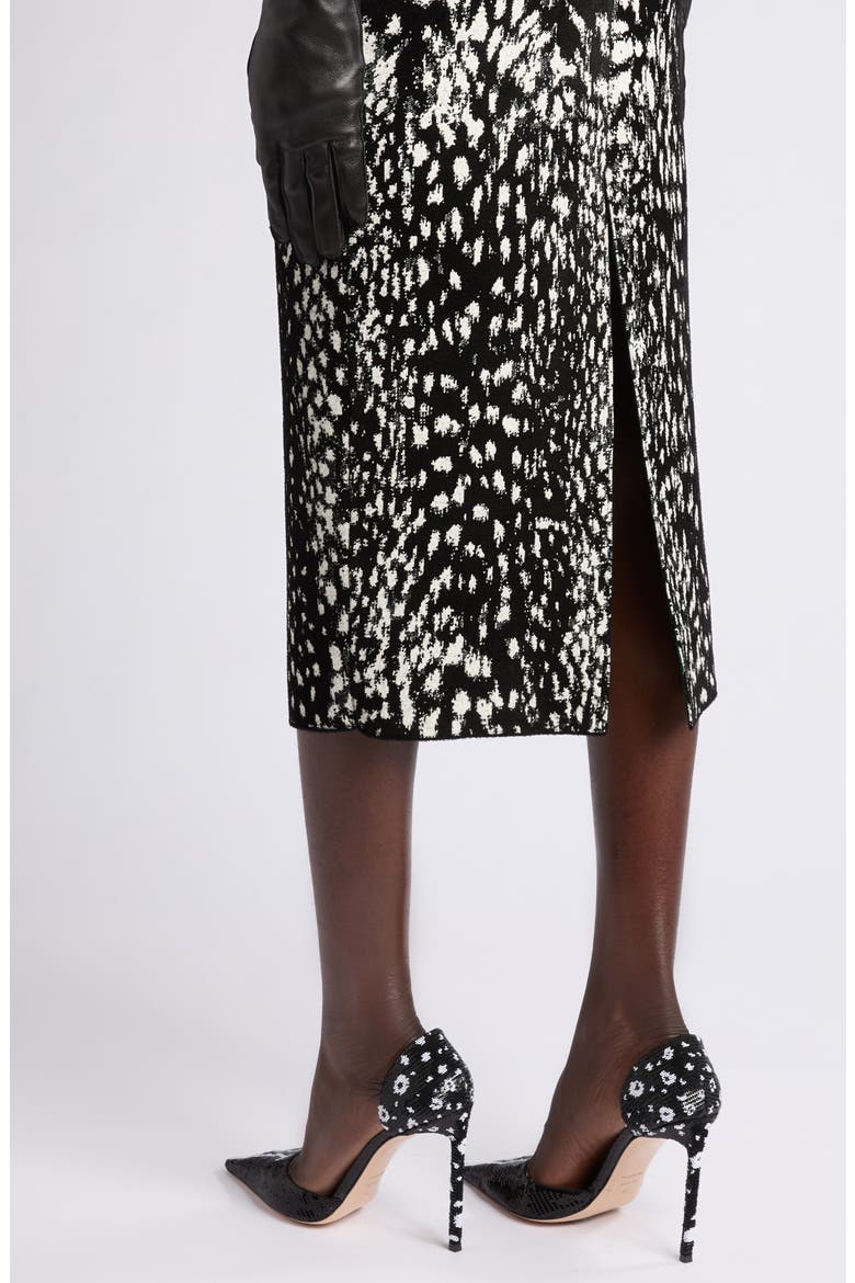 Lynx Jacquard Pencil Skirt, Alternate, color, BLACK/ WHITE/ GREEN