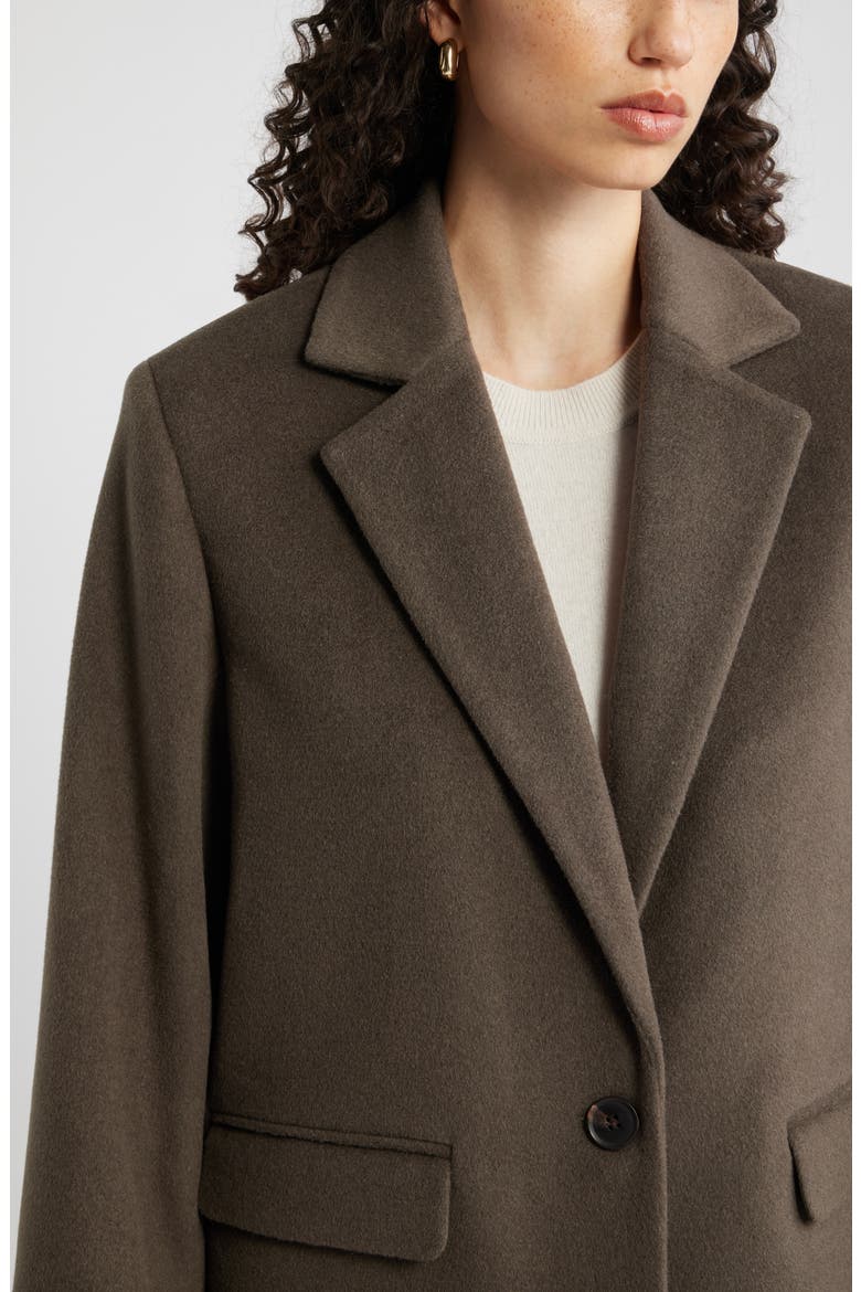 One-Button Wool Blend Coat, Alternate, color, OLIVE SARMA