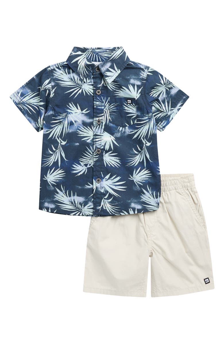 Quiksilver Tropical Button-Up Shirt & Woven Shorts Set, Main, color, Blue