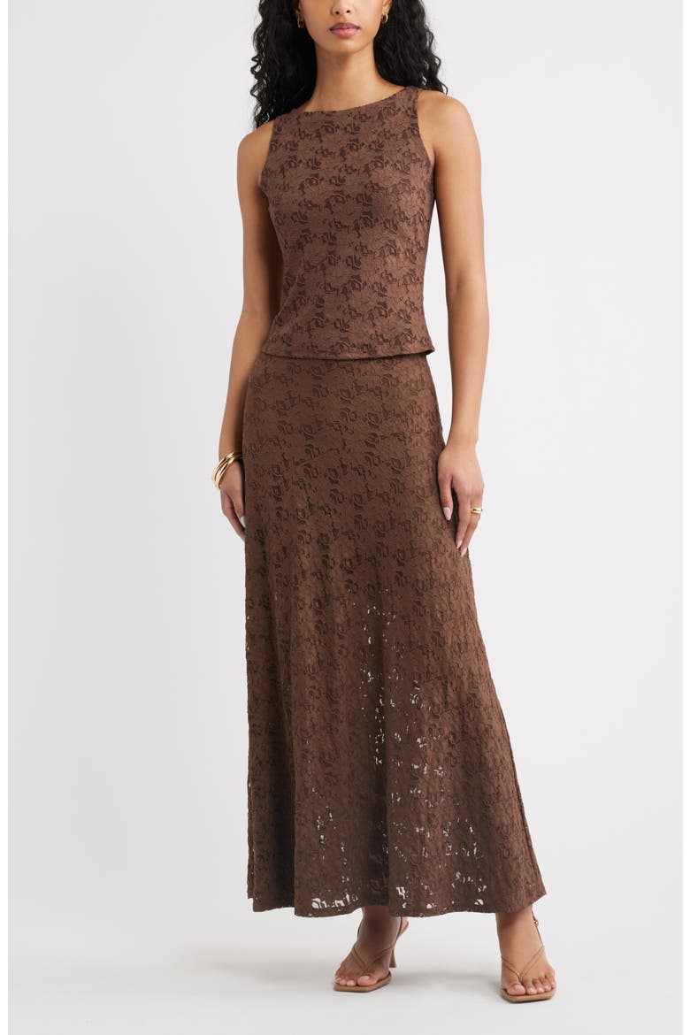 Lace Maxi Skirt, Alternate, color, BROWN TERRA