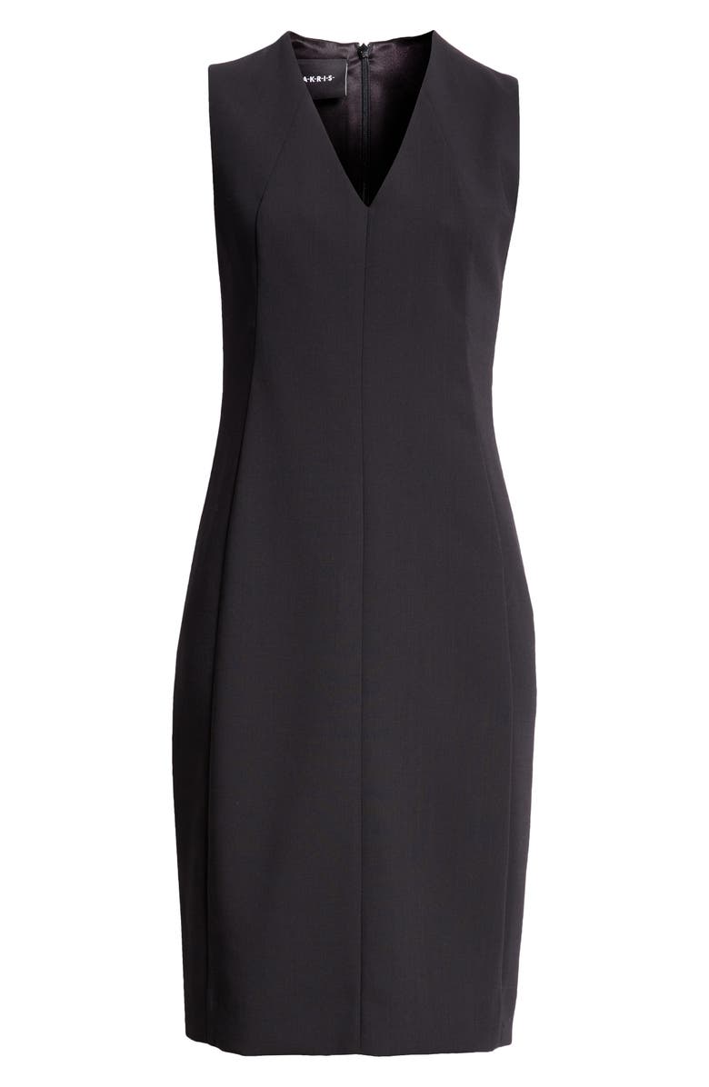 Akris Classic V-Neck Dress, Alternate, color, Black
