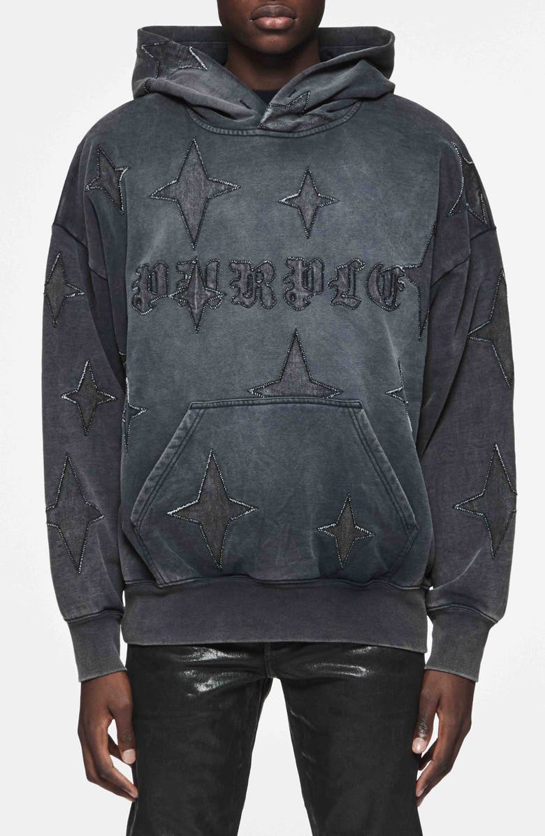 PURPLE BRAND Beaded Logo French Terry Hoodie, Main, color, 