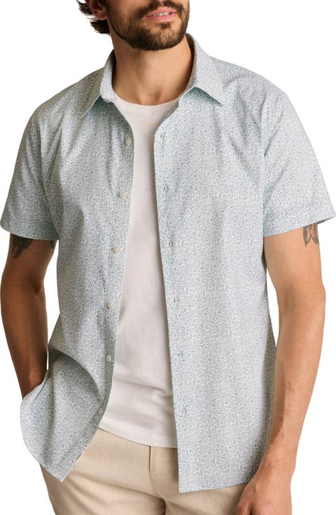 Vine Print Tech Short Sleeve Button-Up Shirt