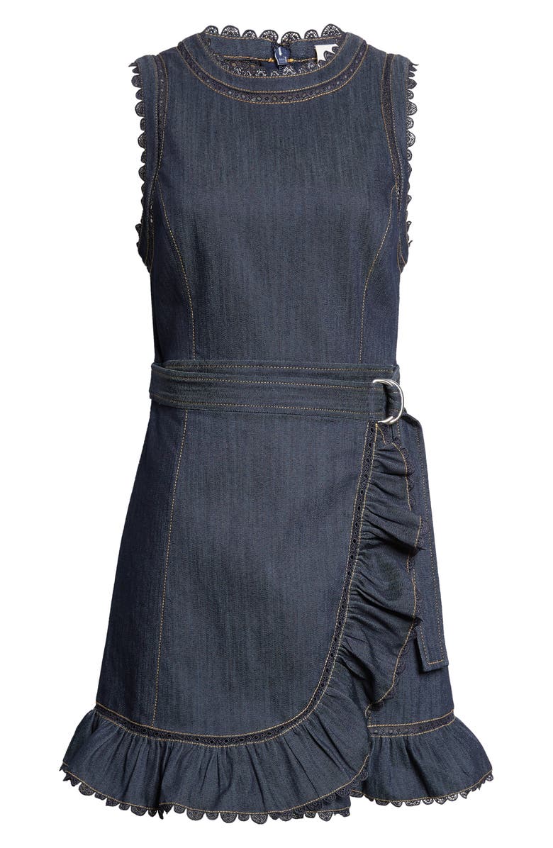 Cinq à Sept Guipure Lace Trim Mahlia Apron Dress, Alternate, color, Indigo