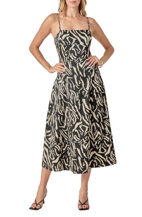 Animal Print A-Line Midi Dress
