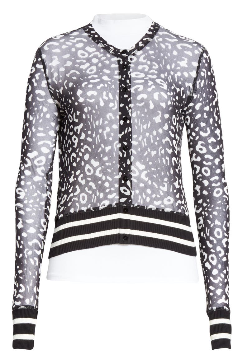 Graphic Leopard Print Tulle Bomber Jacket, Alternate, color, NERO