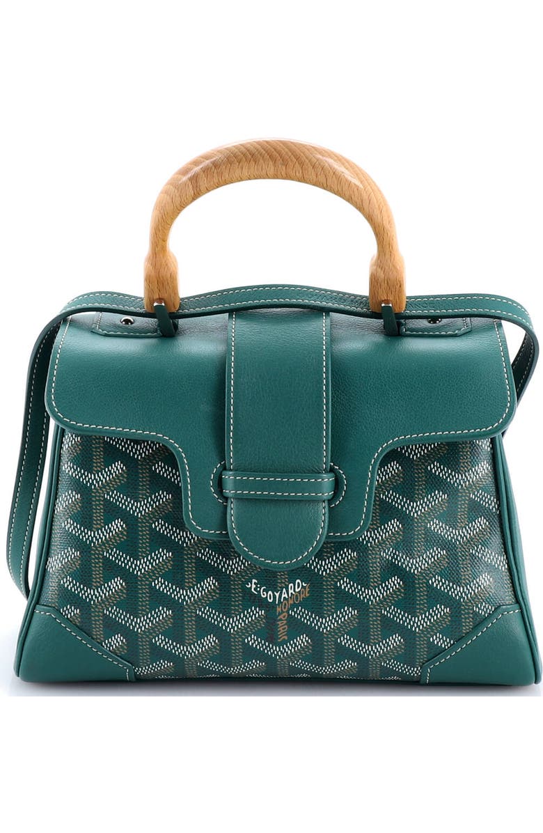 Pre-Owned Goyard Saigon Top Handle Bag Coated Canvas with Leather Mini, Main, color, Green