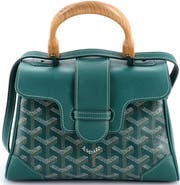 Pre-Owned Goyard Saigon Top Handle Bag Coated Canvas with Leather Mini
