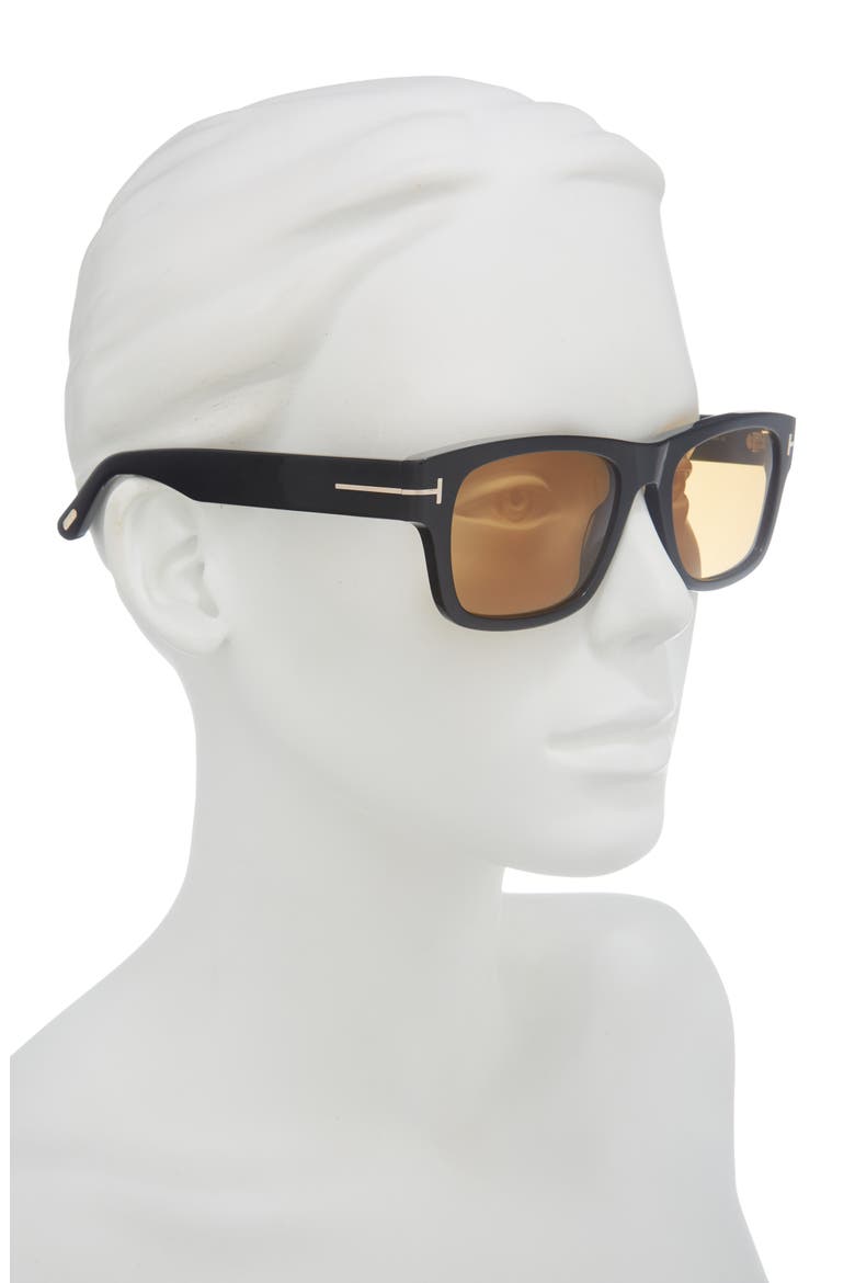 Smith-02 55mm Rectangular Sunglasses, Alternate, color, SHINY BLACK / VICUNA LENS