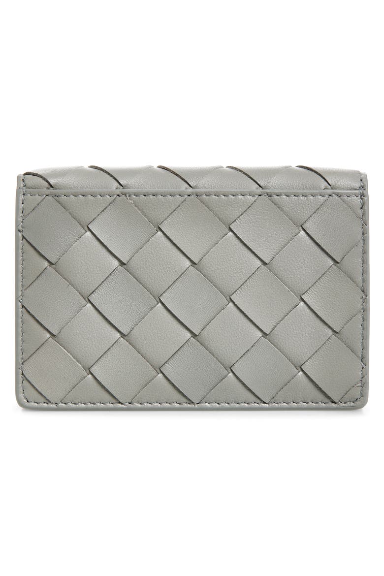 Business Intrecciato Leather Card Case, Alternate, color, 1473 STERL/ STERL-SPACE-G