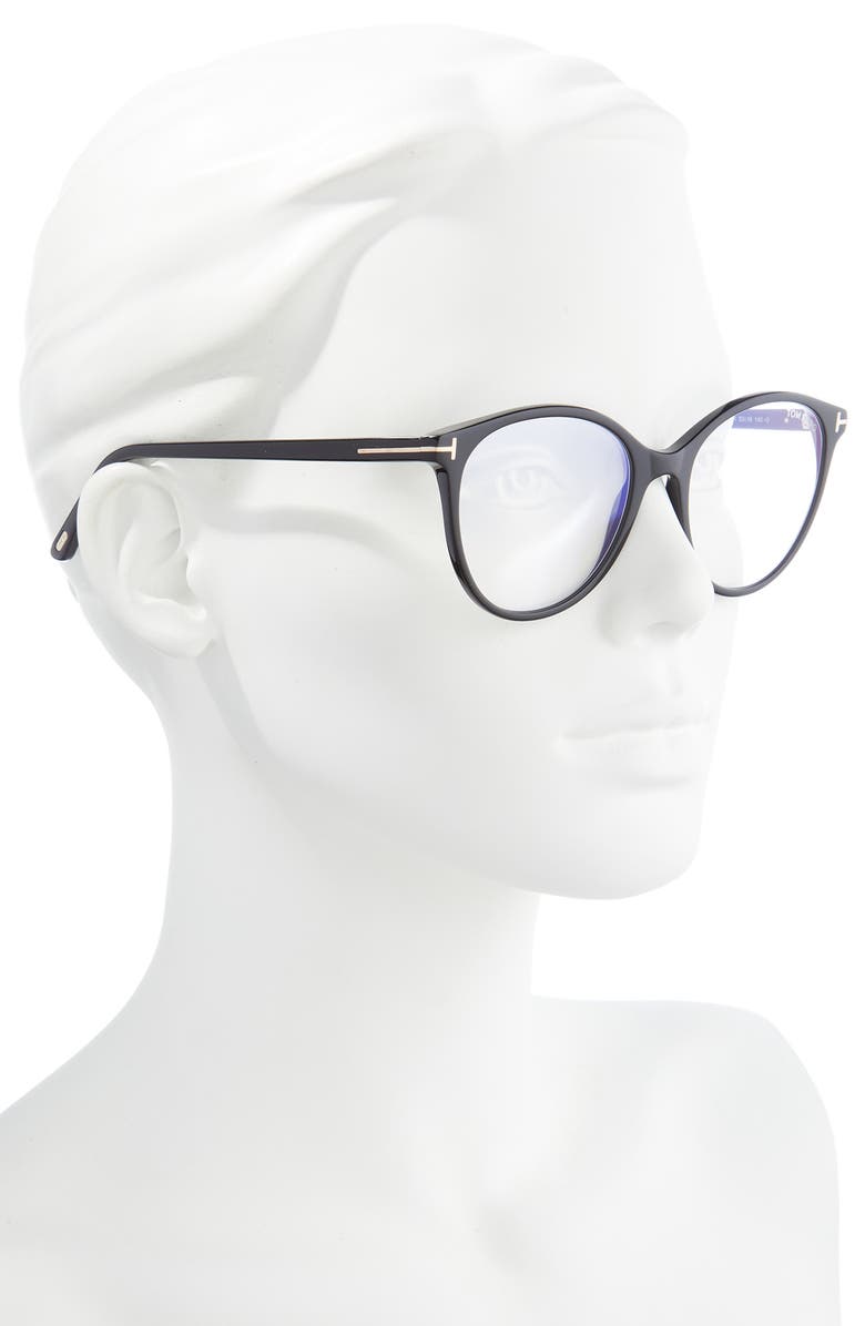 TOM FORD 53mm Cat Eye Blue Light Blocking Glasses, Alternate, color,