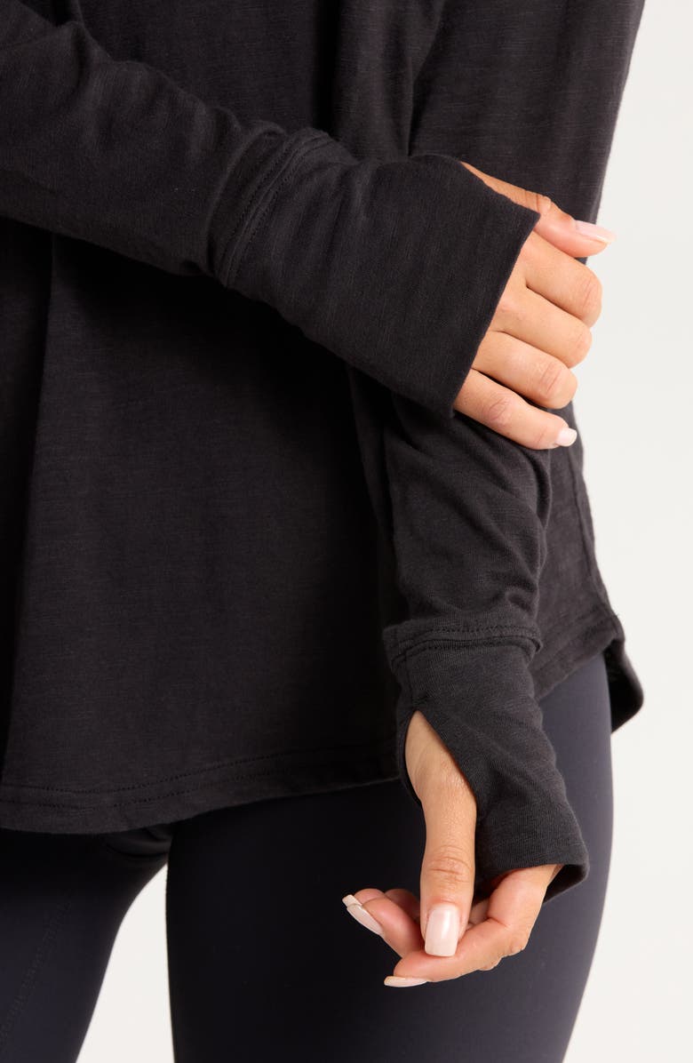 Zella Relaxed Washed 2.0 Long Sleeve Slub Tee, Alternate, color, Black