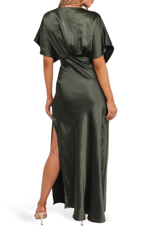 Petal And Pup Petal & Pup Ricki Satin Gown In Green