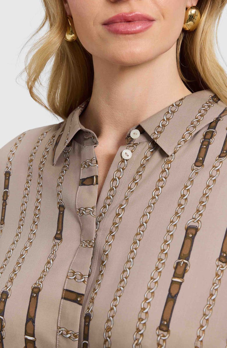 Foxcroft Luna Chain Stripe Button-Up Shirt, Alternate, color, Brown Multi