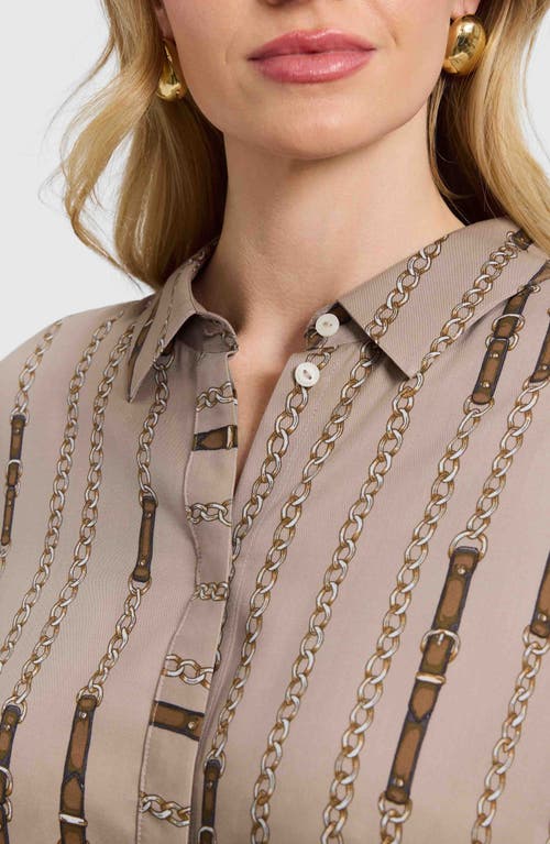Foxcroft Luna Chain Stripe Button-up Shirt In Multi