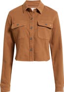 HIDDEN JEANS Tapered Crop Denim Button-Up Shirt