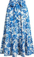 Caslon® Tie Waist Tiered Midi Skirt