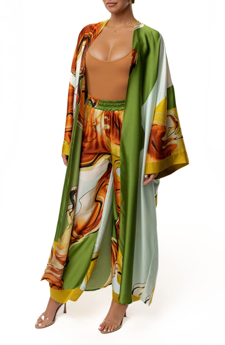 JLUXLABEL Nola Satin Maxi Duster, Alternate, color, Green