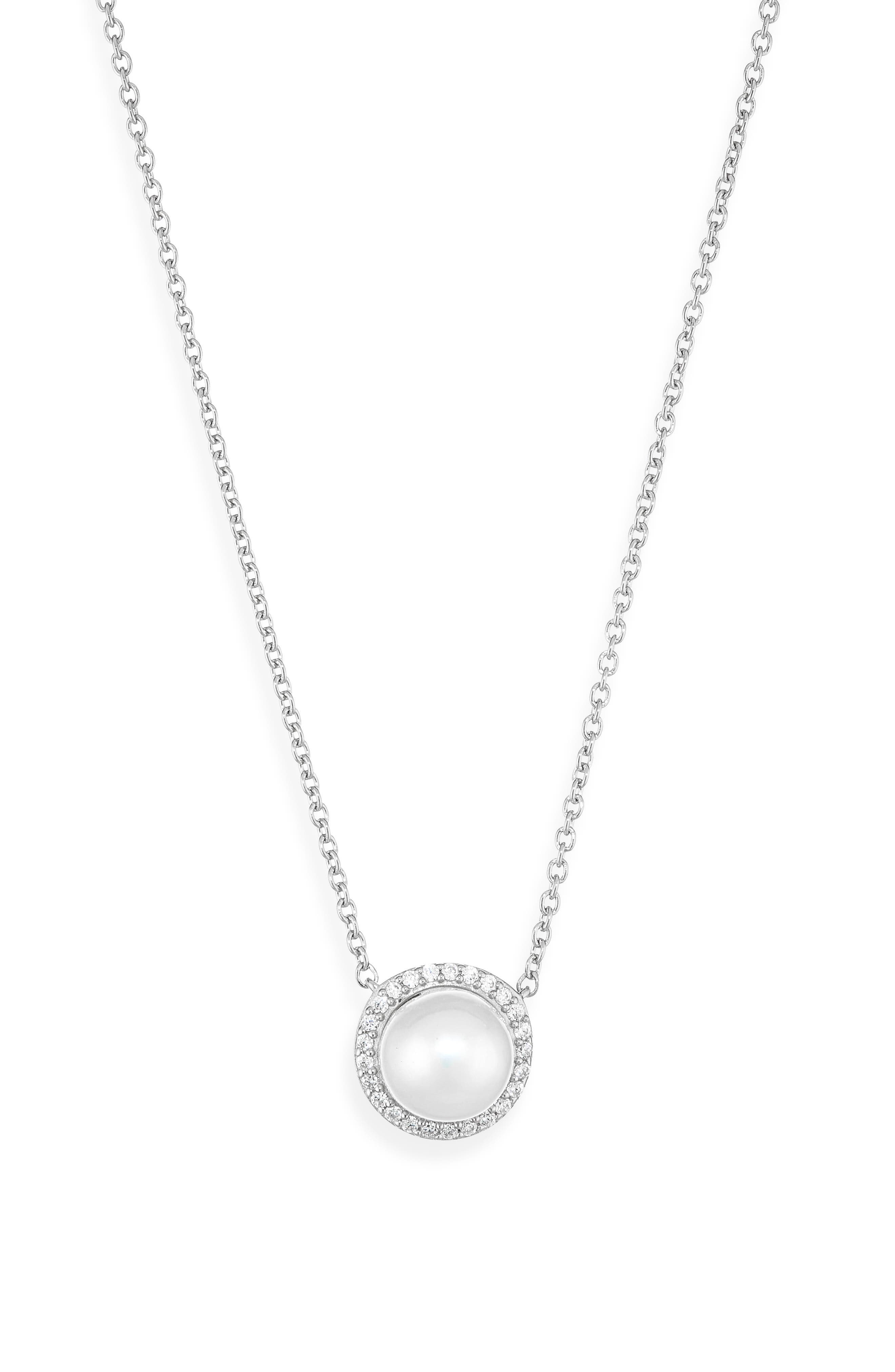 Nadri 7.5-8mm Cultured Pearl Halo Pendant Necklace