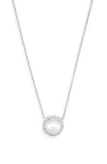 Nadri 7.5-8mm Cultured Pearl Halo Pendant Necklace