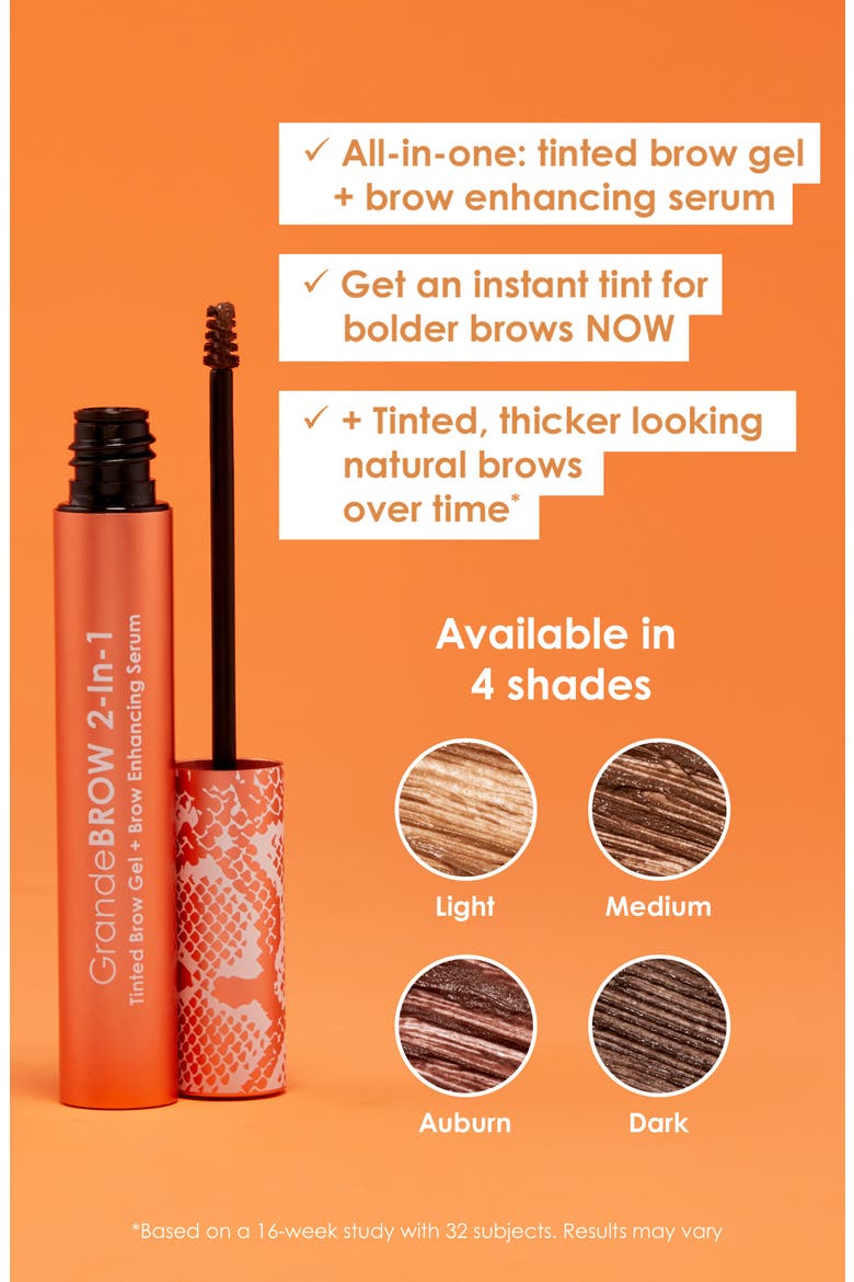 GrandeBROW 2-in-1 Tinted Brow Gel + Brow Enhancing Serum, Alternate, color, AUBURN